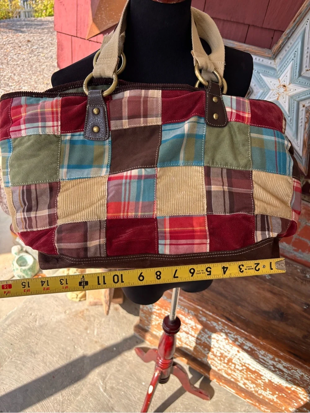 Vintage Y2K Tommy Hilfiger Y2K Womens Patchwork Corduroy Plaid Trim Purse